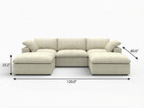 120" Beige Linen Blend Modular Sofa With Ottoman And Toss Pillows And Storage - HomeRoots - Flyclothing LLC