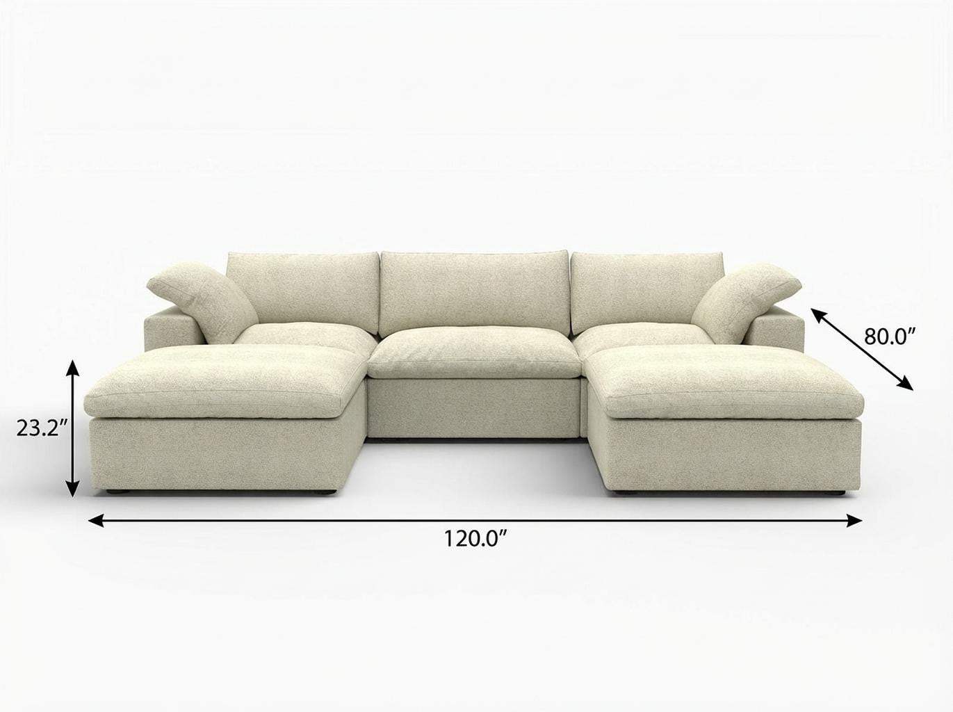 120" Beige Linen Blend Modular Sofa With Ottoman And Toss Pillows And Storage - HomeRoots - Flyclothing LLC