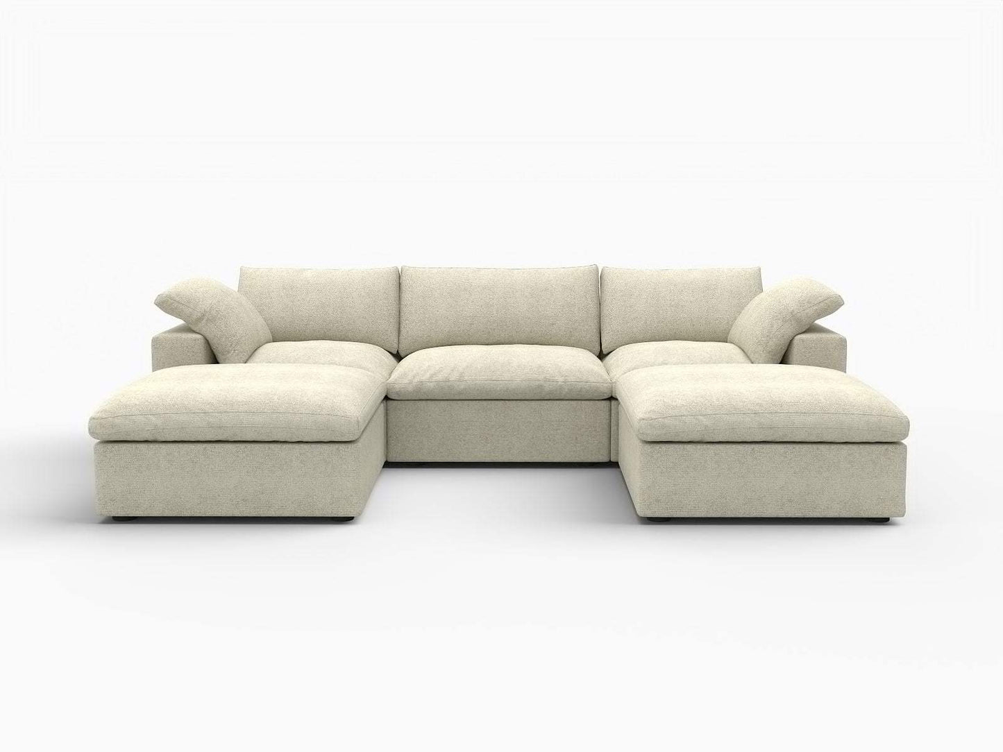 120" Beige Linen Blend Modular Sofa With Ottoman And Toss Pillows And Storage - HomeRoots - Flyclothing LLC