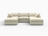 120" Beige Linen Blend Modular Sofa With Ottoman And Toss Pillows And Storage - HomeRoots - Flyclothing LLC