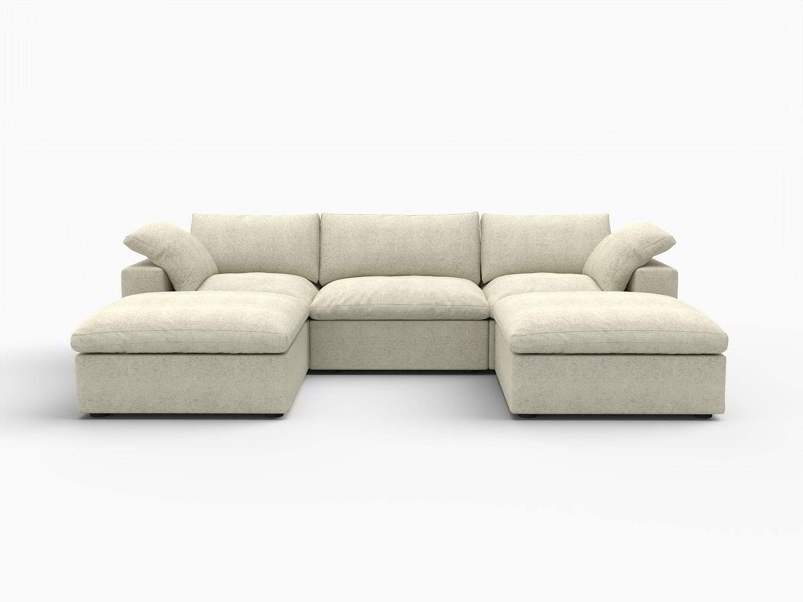 120" Beige Linen Blend Modular Sofa With Ottoman And Toss Pillows And Storage - HomeRoots - Flyclothing LLC