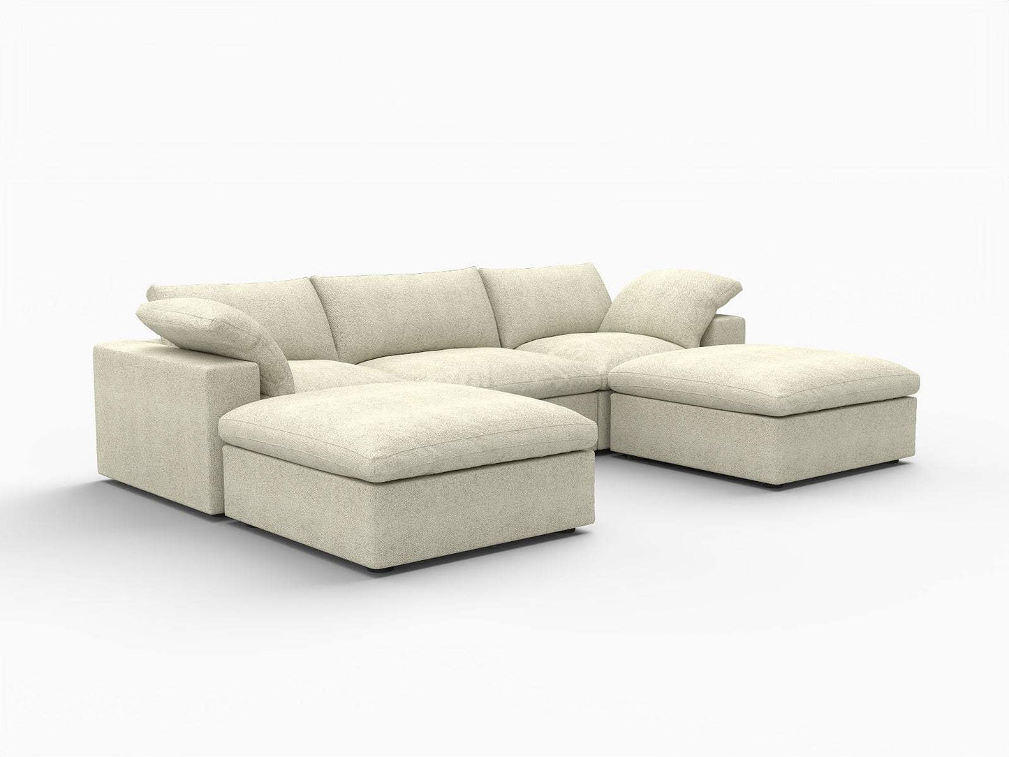 120" Beige Linen Blend Modular Sofa With Ottoman And Toss Pillows And Storage - HomeRoots - Flyclothing LLC