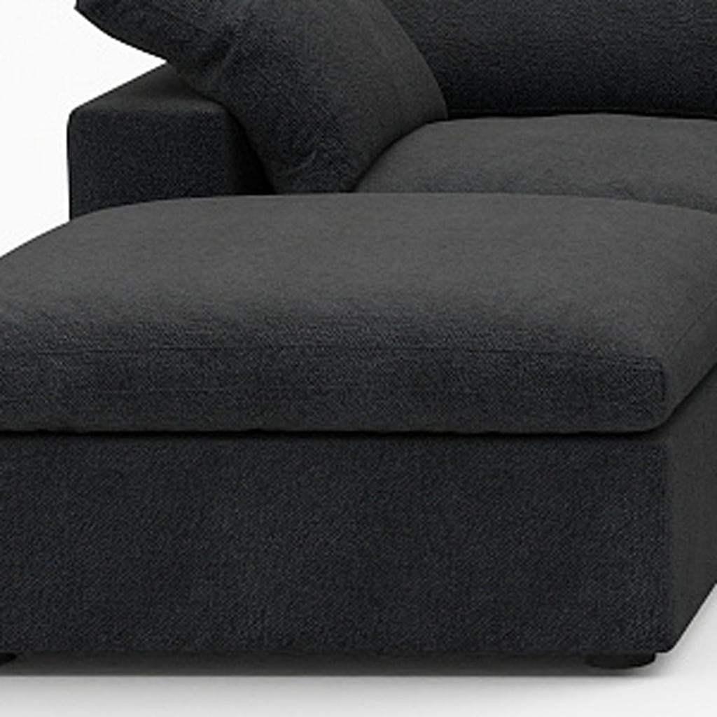 160" Black Linen Blend Modular Sofa With Ottomans Toss Pillows And Storage - HomeRoots - Flyclothing LLC
