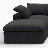 160" Black Linen Blend Modular Sofa With Ottomans Toss Pillows And Storage - HomeRoots - Flyclothing LLC