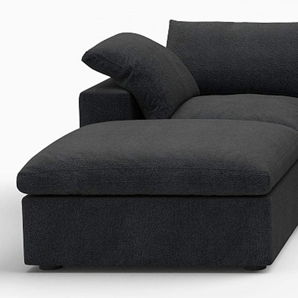 160" Black Linen Blend Modular Sofa With Ottomans Toss Pillows And Storage - HomeRoots - Flyclothing LLC