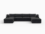 160" Black Linen Blend Modular Sofa With Ottomans Toss Pillows And Storage - HomeRoots - Flyclothing LLC