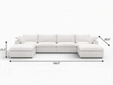 160" White Linen Blend Modular Sofa With Ottomans Toss Pillows And Storage - HomeRoots - Flyclothing LLC