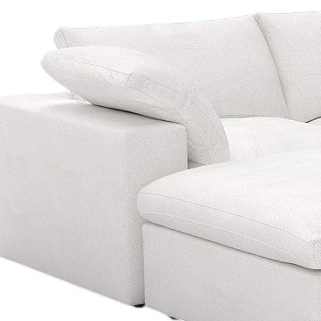 160" White Linen Blend Modular Sofa With Ottomans Toss Pillows And Storage - HomeRoots - Flyclothing LLC