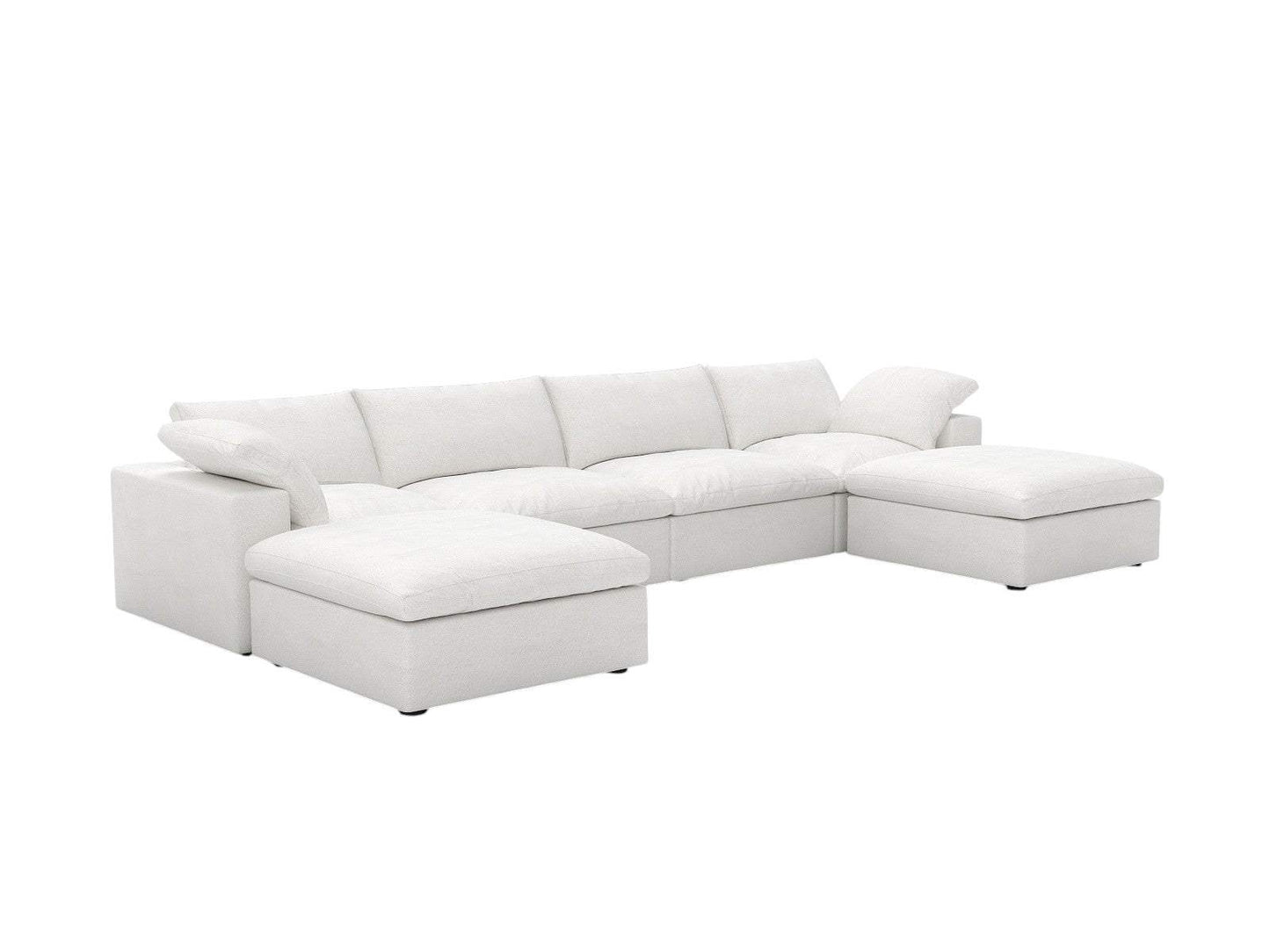 160" White Linen Blend Modular Sofa With Ottomans Toss Pillows And Storage - HomeRoots - Flyclothing LLC