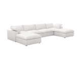 160" White Linen Blend Modular Sofa With Ottomans Toss Pillows And Storage - HomeRoots - Flyclothing LLC