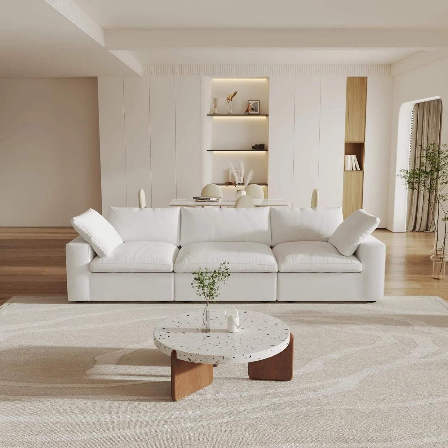120" White Linen Blend Modular Sofa With Toss Pillows - HomeRoots - Flyclothing LLC
