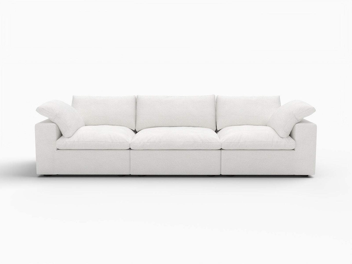 120" White Linen Blend Modular Sofa With Toss Pillows - HomeRoots - Flyclothing LLC