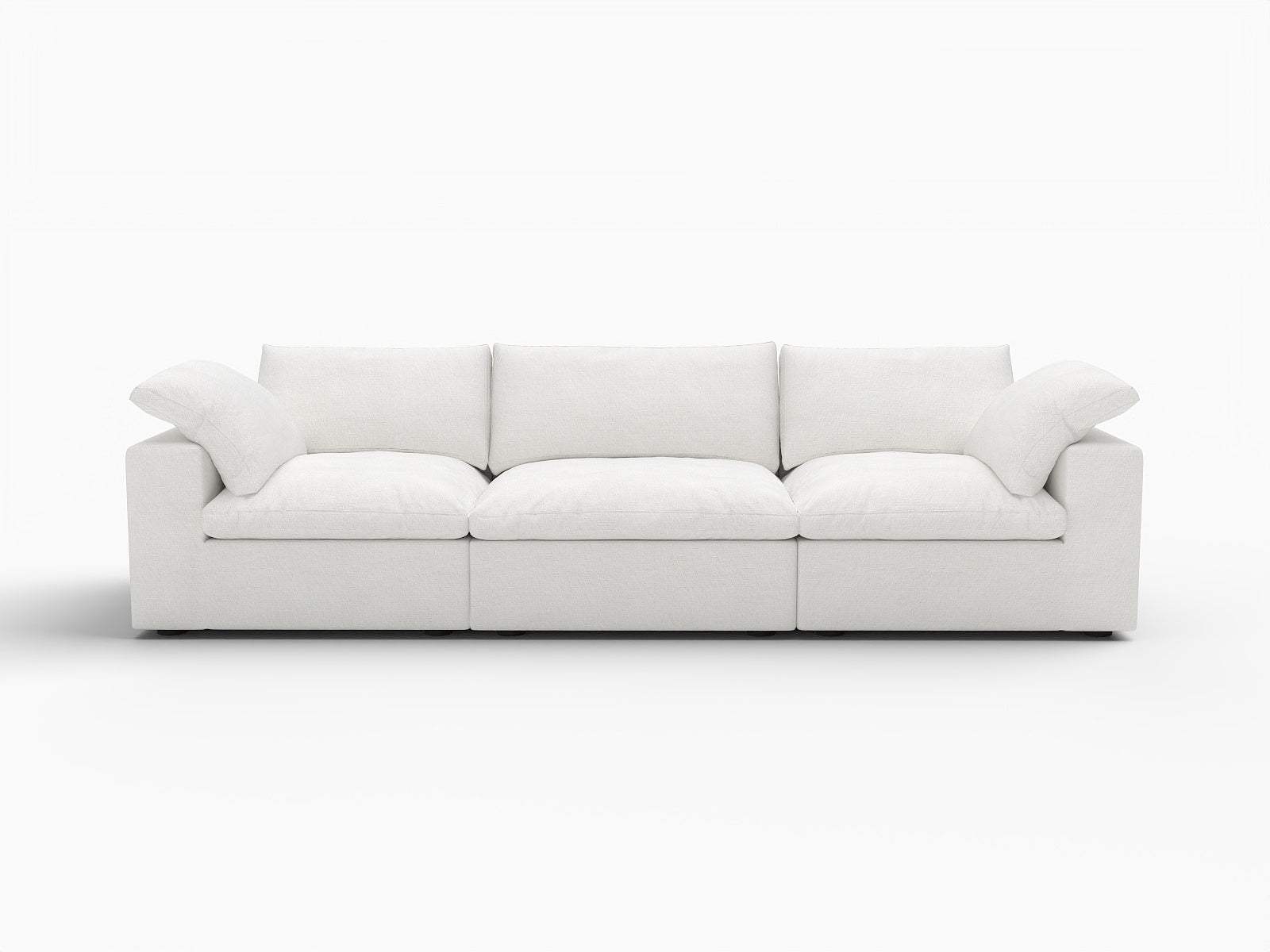 120" White Linen Blend Modular Sofa With Toss Pillows - HomeRoots - Flyclothing LLC