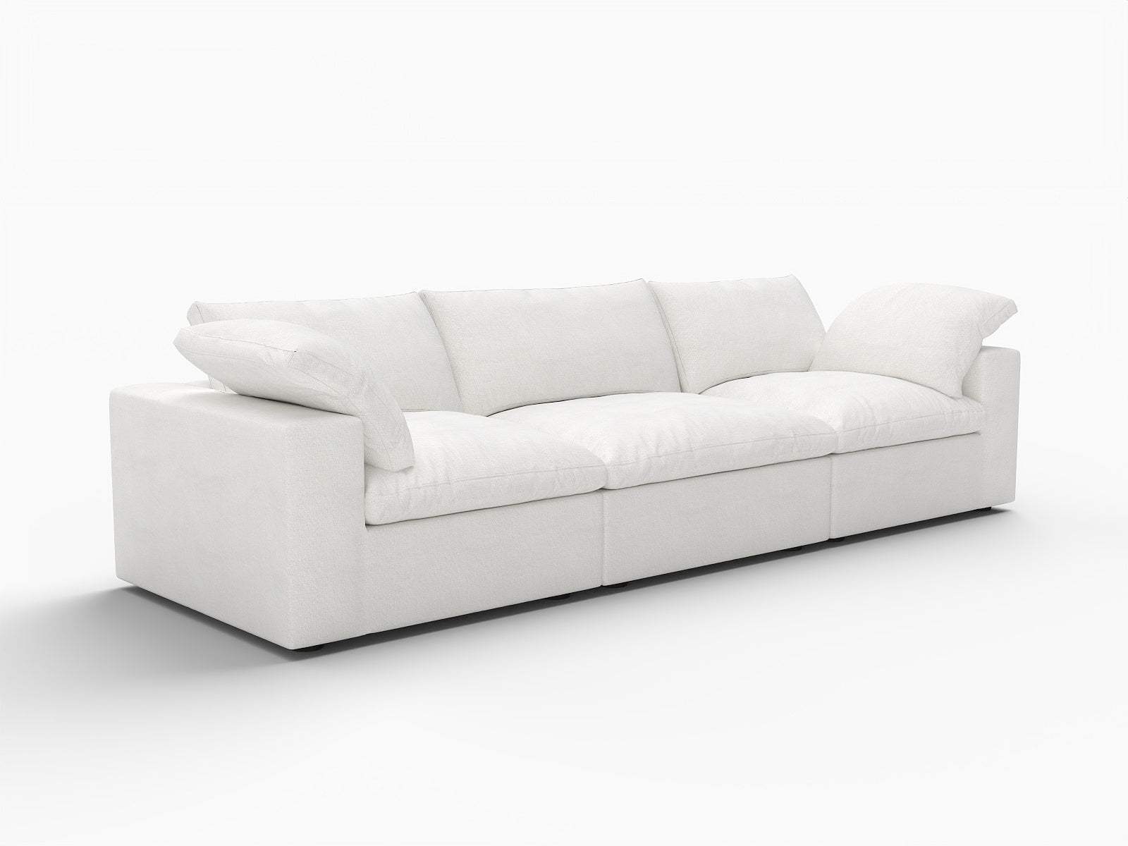 120" White Linen Blend Modular Sofa With Toss Pillows - HomeRoots - Flyclothing LLC