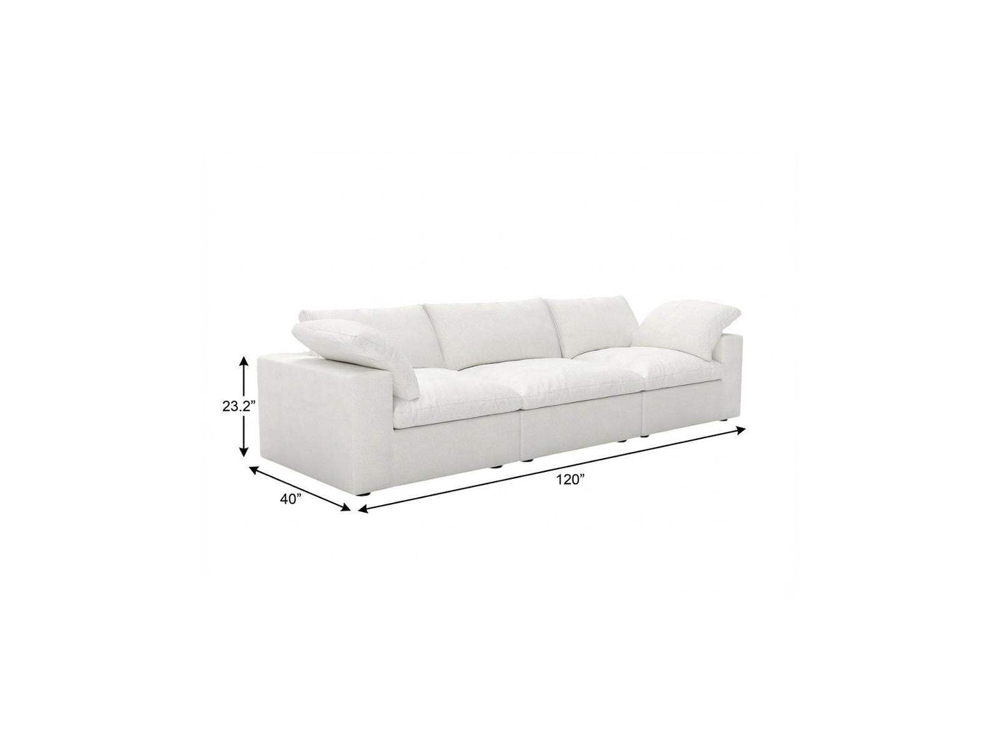 120" White Linen Blend Modular Sofa With Toss Pillows - HomeRoots - Flyclothing LLC