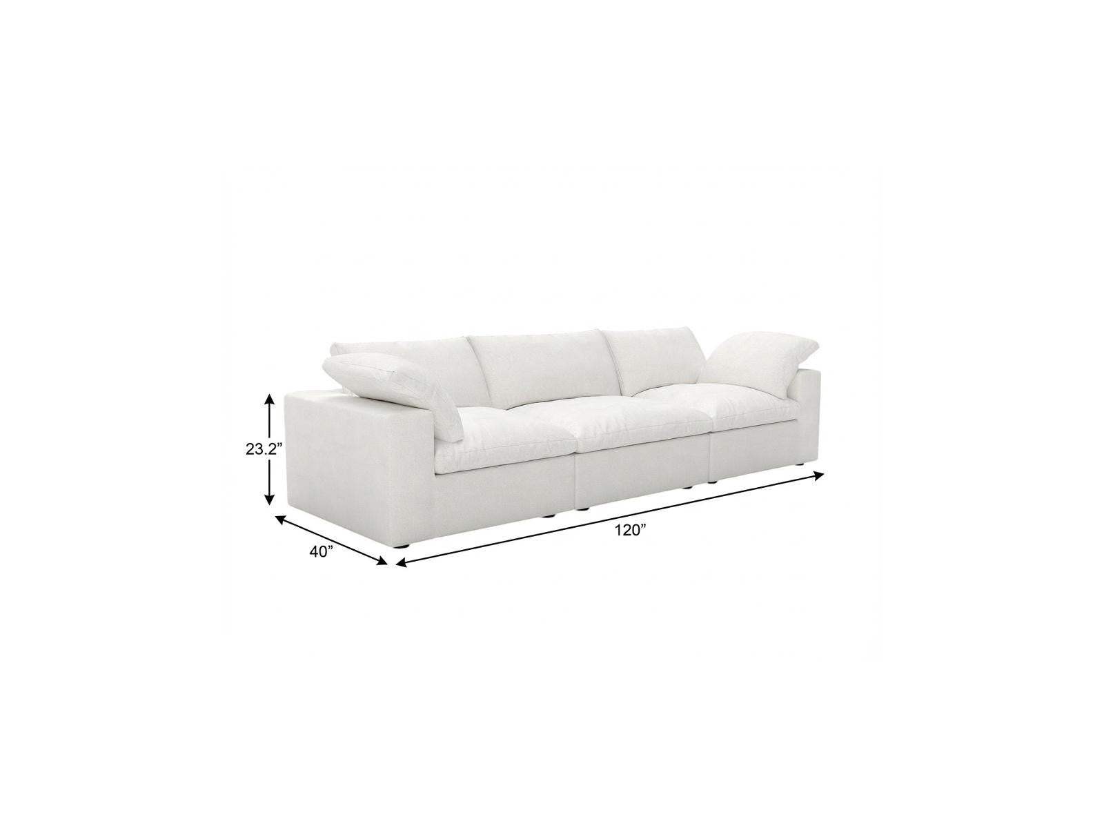 120" White Linen Blend Modular Sofa With Toss Pillows - HomeRoots - Flyclothing LLC