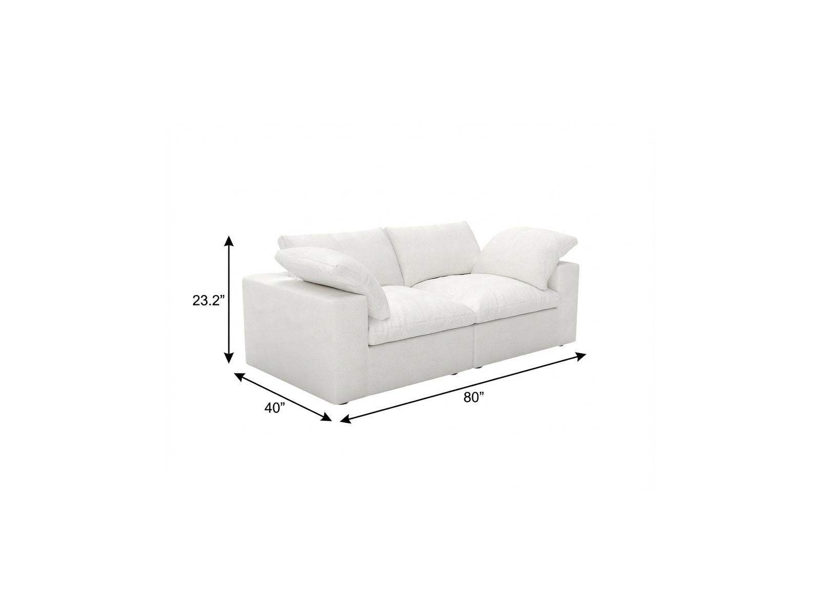 80" White Linen Blend Modular Loveseat and Toss Pillows - HomeRoots - Flyclothing LLC