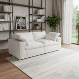 80" White Linen Blend Modular Loveseat and Toss Pillows - HomeRoots - Flyclothing LLC