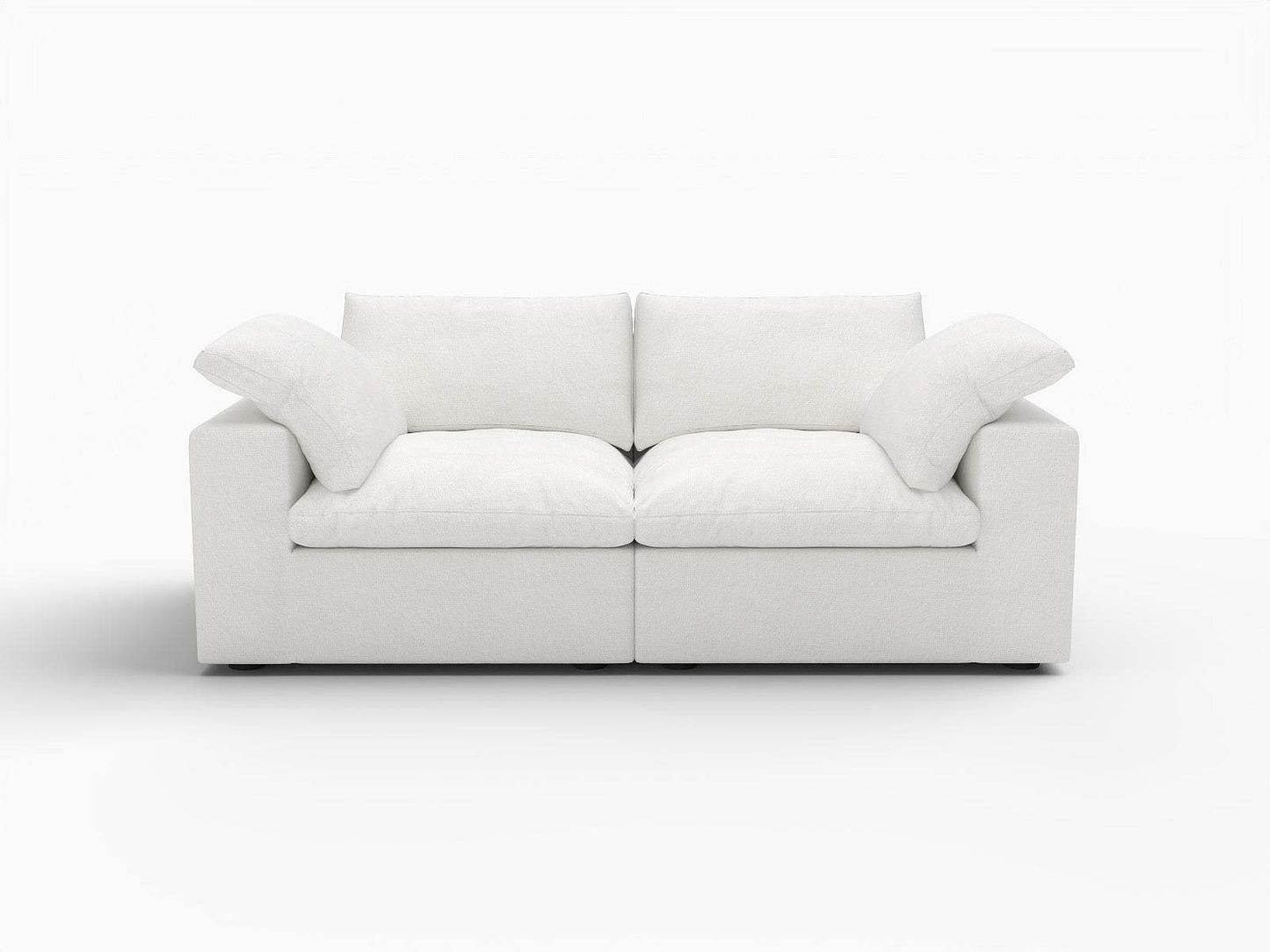 80" White Linen Blend Modular Loveseat and Toss Pillows - HomeRoots - Flyclothing LLC