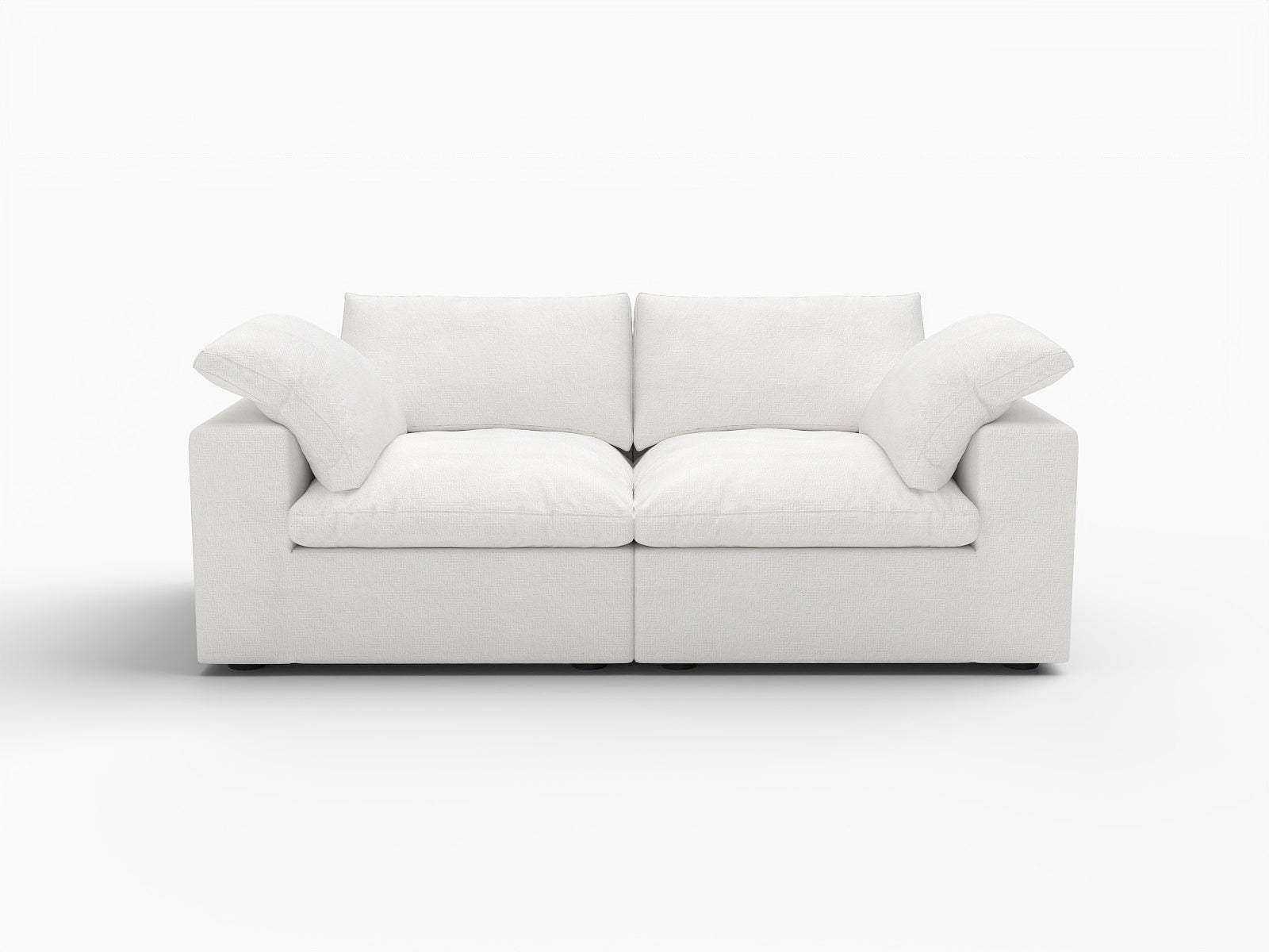 80" White Linen Blend Modular Loveseat and Toss Pillows - HomeRoots - Flyclothing LLC