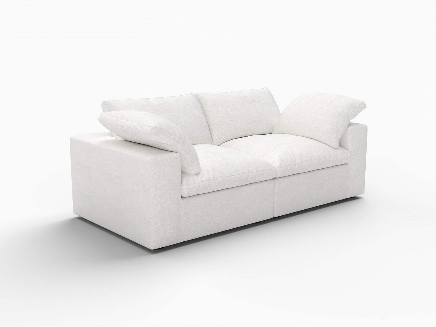 80" White Linen Blend Modular Loveseat and Toss Pillows - HomeRoots - Flyclothing LLC