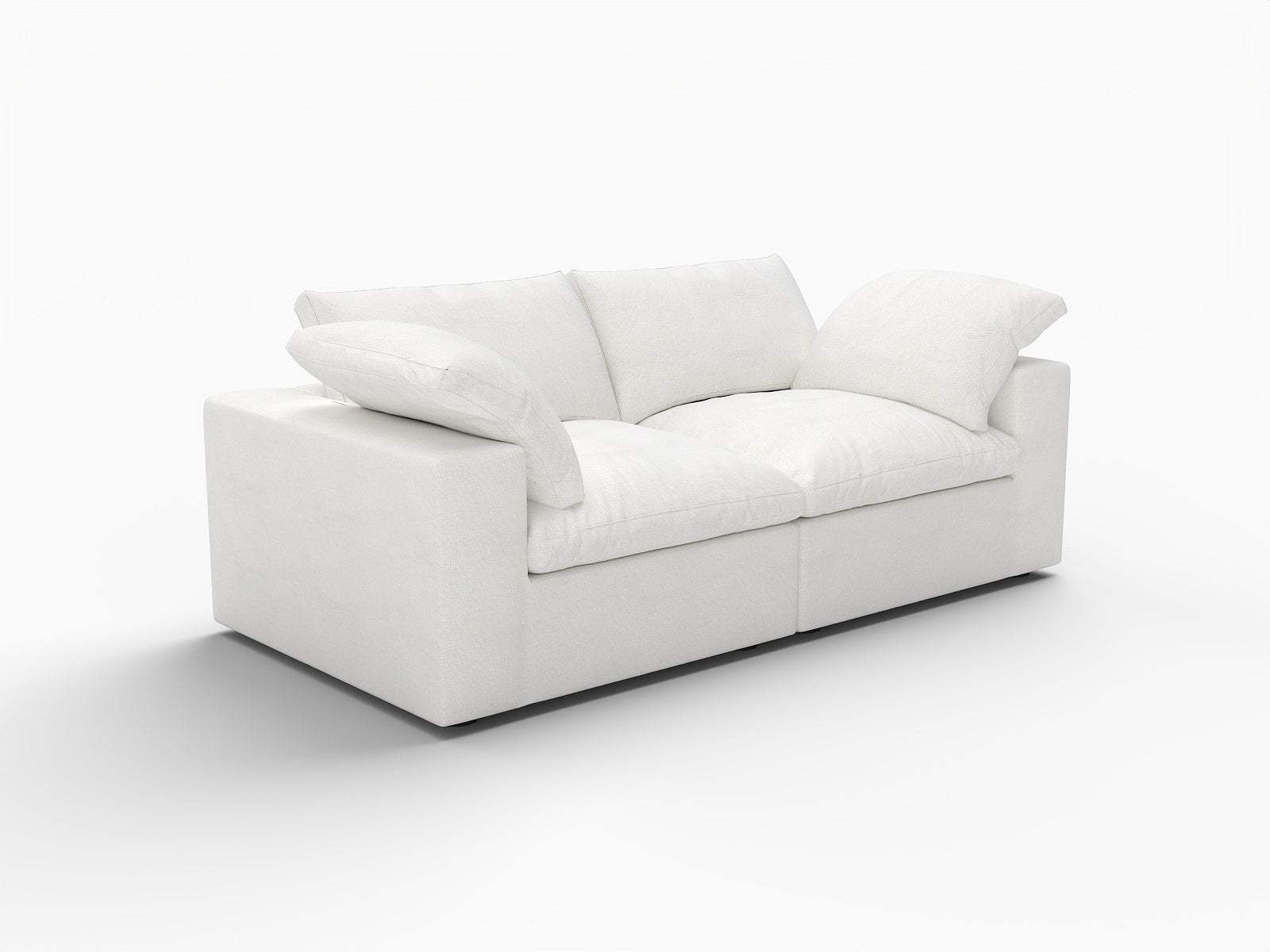 80" White Linen Blend Modular Loveseat and Toss Pillows - HomeRoots - Flyclothing LLC