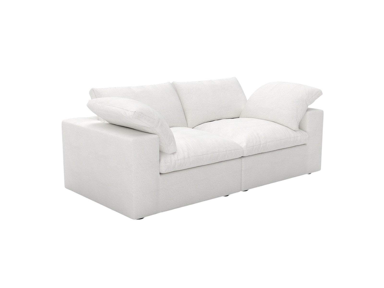 80" White Linen Blend Modular Loveseat and Toss Pillows - HomeRoots - Flyclothing LLC