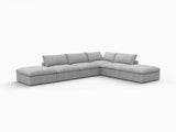 160" Light Gray Linen Blend Modular Armless Sofa With Ottomans And Storage - HomeRoots - Flyclothing LLC