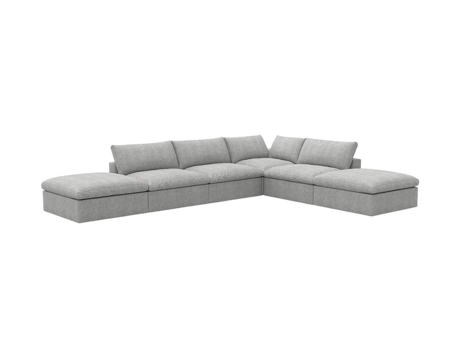 160" Light Gray Linen Blend Modular Armless Sofa With Ottomans And Storage - HomeRoots - Flyclothing LLC