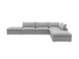 160" Light Gray Linen Blend Modular Armless Sofa With Ottomans And Storage - HomeRoots - Flyclothing LLC