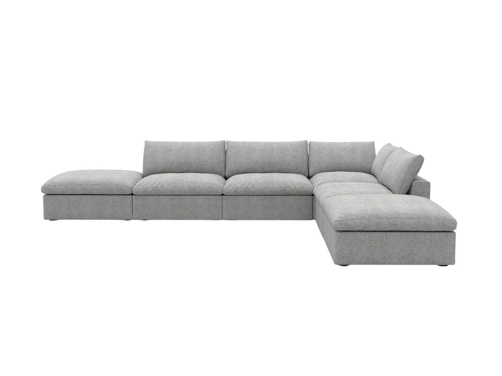 160" Light Gray Linen Blend Modular Armless Sofa With Ottomans And Storage - HomeRoots - Flyclothing LLC