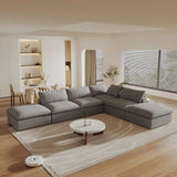 160" Light Gray Linen Blend Modular Armless Sofa With Ottomans And Storage - HomeRoots - Flyclothing LLC