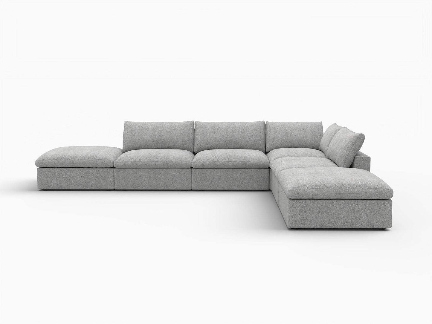 160" Light Gray Linen Blend Modular Armless Sofa With Ottomans And Storage - HomeRoots - Flyclothing LLC