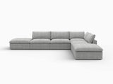 160" Light Gray Linen Blend Modular Armless Sofa With Ottomans And Storage - HomeRoots - Flyclothing LLC