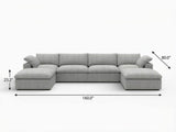 160" Light Gray Linen Blend Modular Sofa With Ottomans Toss Pillows And Storage - HomeRoots - Flyclothing LLC