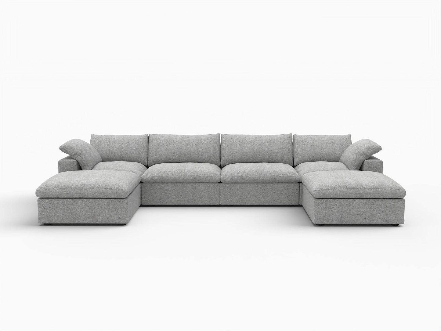 160" Light Gray Linen Blend Modular Sofa With Ottomans Toss Pillows And Storage - HomeRoots - Flyclothing LLC