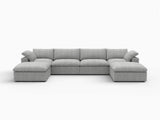 160" Light Gray Linen Blend Modular Sofa With Ottomans Toss Pillows And Storage - HomeRoots - Flyclothing LLC