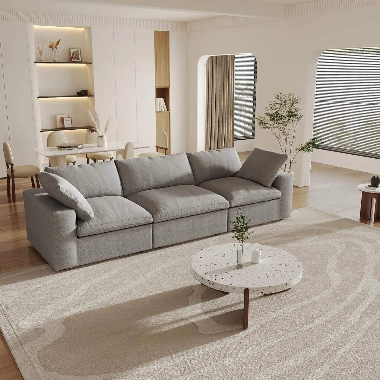 120" Light Gray Linen Blend Modular Sofa With Toss Pillows - HomeRoots - Flyclothing LLC