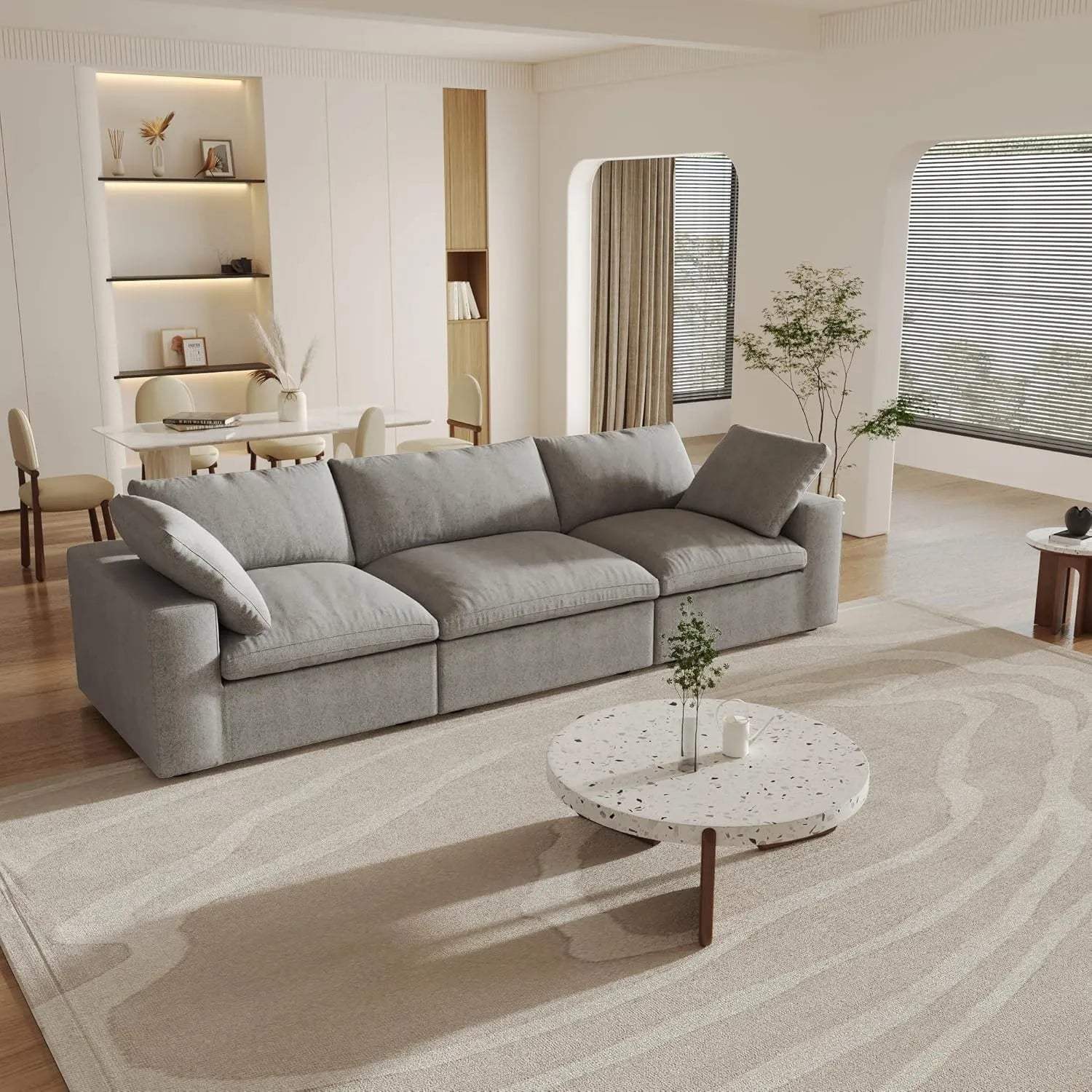 120" Light Gray Linen Blend Modular Sofa With Toss Pillows - HomeRoots - Flyclothing LLC