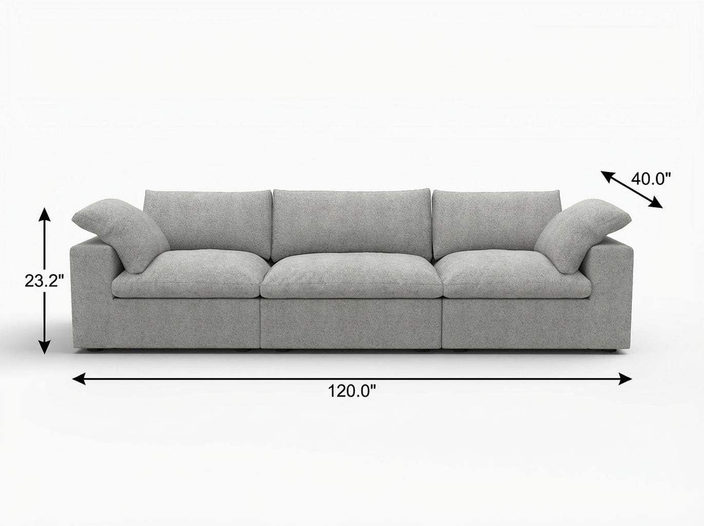 120" Light Gray Linen Blend Modular Sofa With Toss Pillows - HomeRoots - Flyclothing LLC