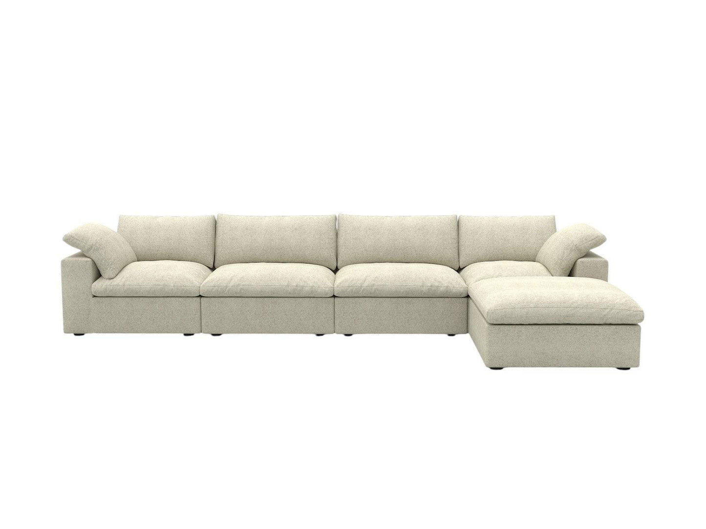 160" Khaki Linen Blend Modular Sofa With Ottoman And Toss Pillows - HomeRoots - Flyclothing LLC