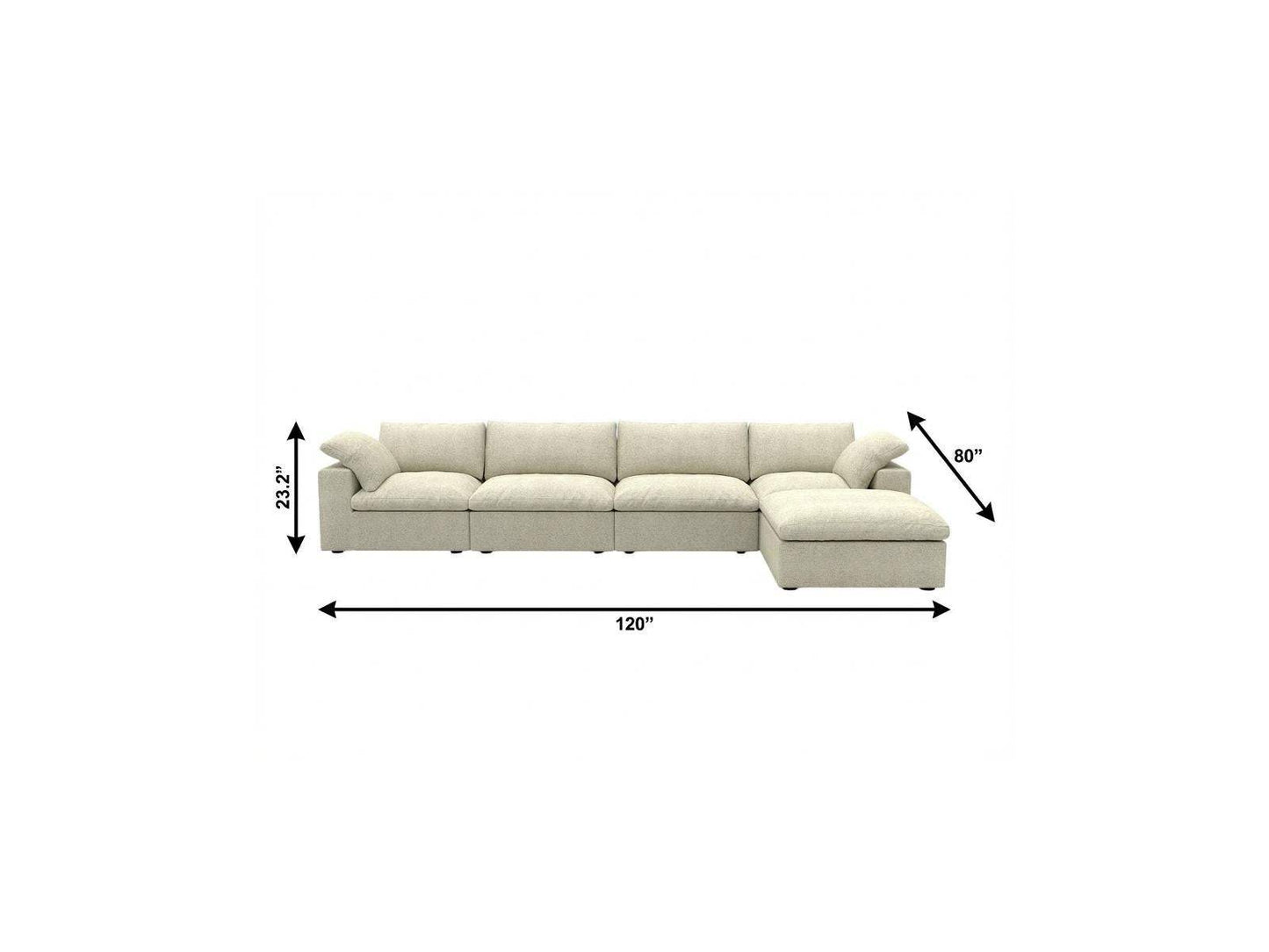 160" Khaki Linen Blend Modular Sofa With Ottoman And Toss Pillows - HomeRoots - Flyclothing LLC