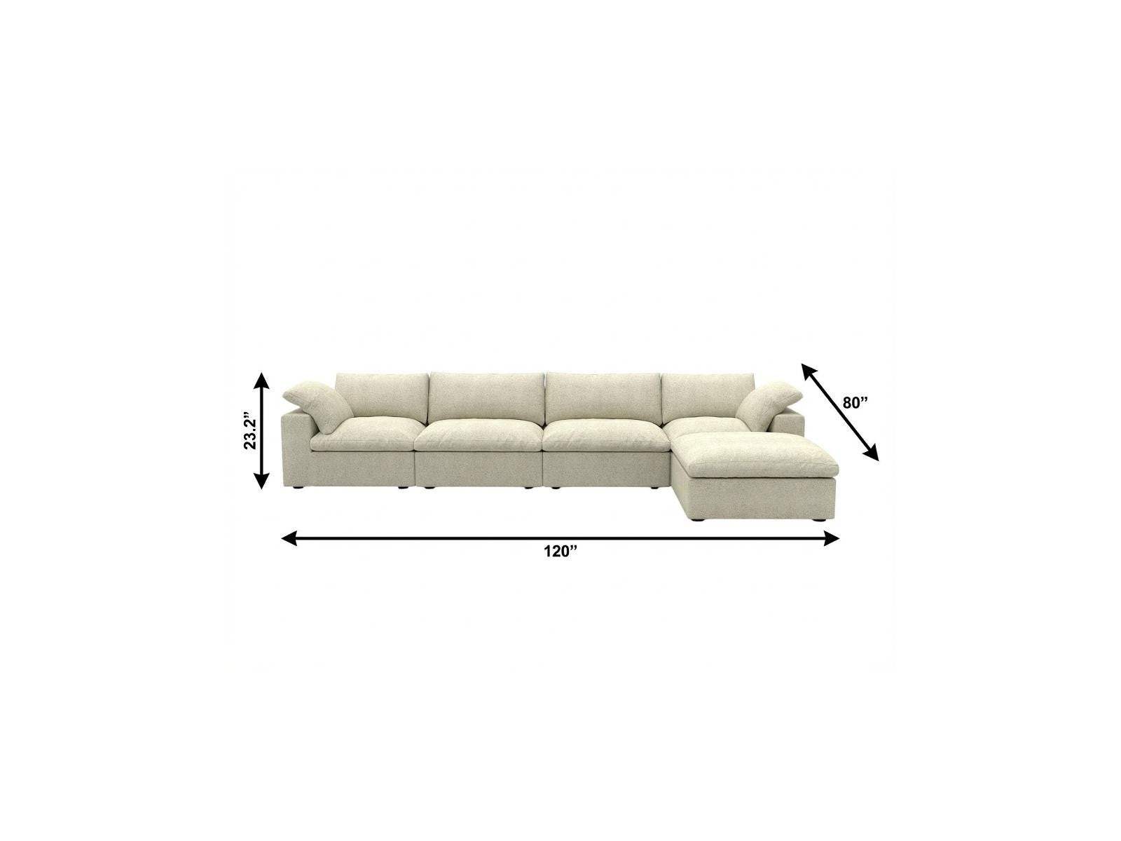 160" Khaki Linen Blend Modular Sofa With Ottoman And Toss Pillows - HomeRoots - Flyclothing LLC