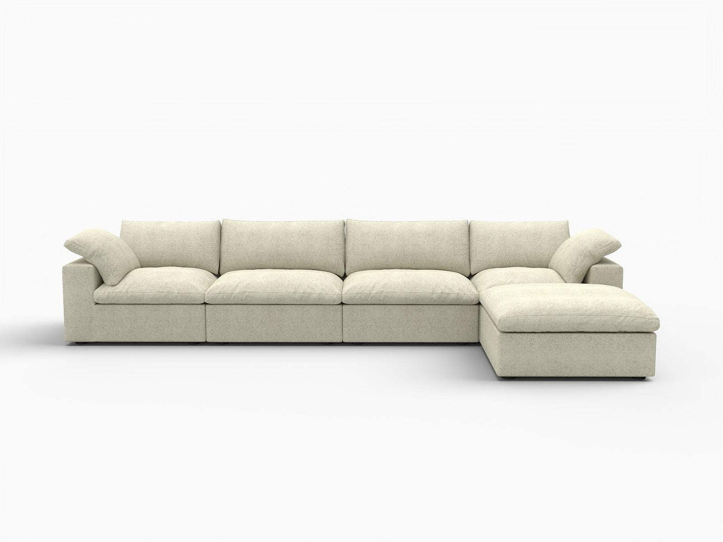 160" Khaki Linen Blend Modular Sofa With Ottoman And Toss Pillows - HomeRoots - Flyclothing LLC