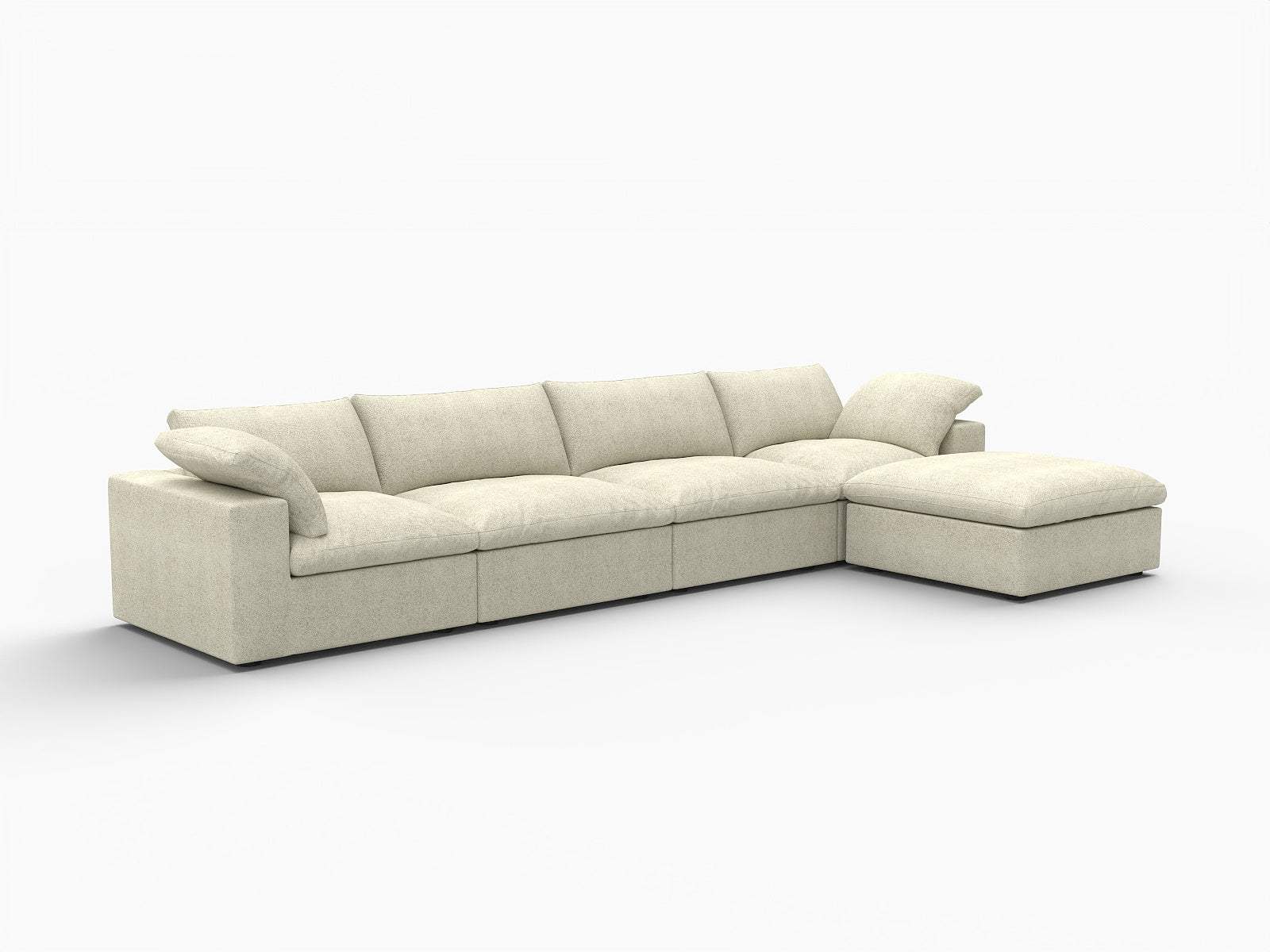 160" Khaki Linen Blend Modular Sofa With Ottoman And Toss Pillows - HomeRoots - Flyclothing LLC