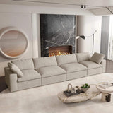 160" Khaki Linen Blend Modular Sofa With Toss Pillows - HomeRoots - Flyclothing LLC