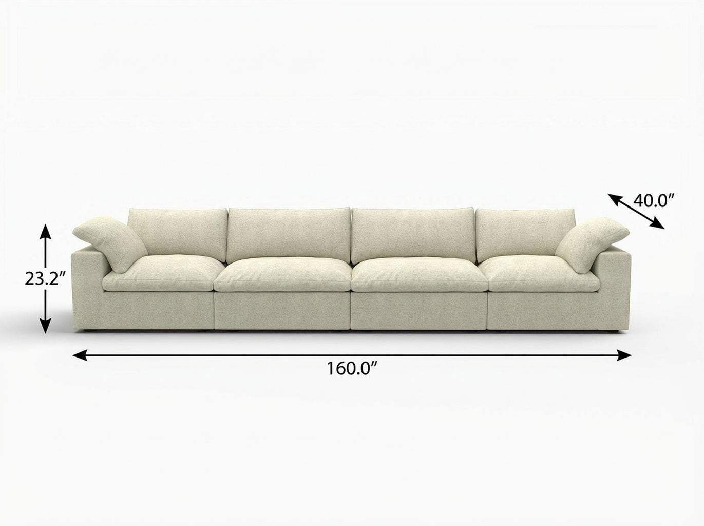 160" Khaki Linen Blend Modular Sofa With Toss Pillows - HomeRoots - Flyclothing LLC