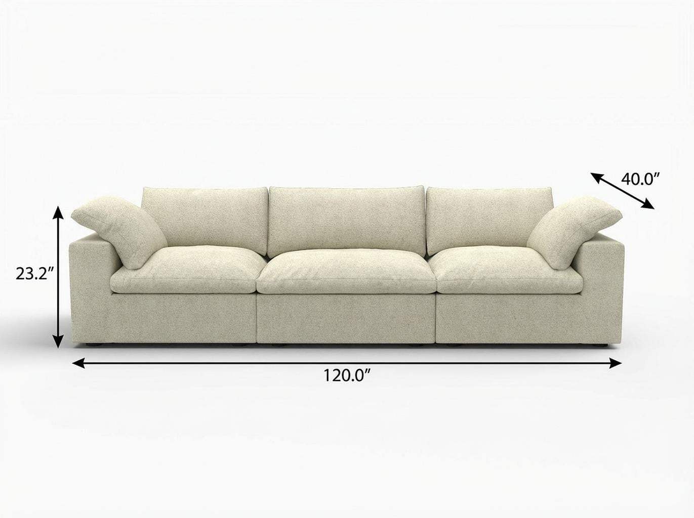 120" Khaki Linen Blend Modular Sofa With Toss Pillows - HomeRoots - Flyclothing LLC