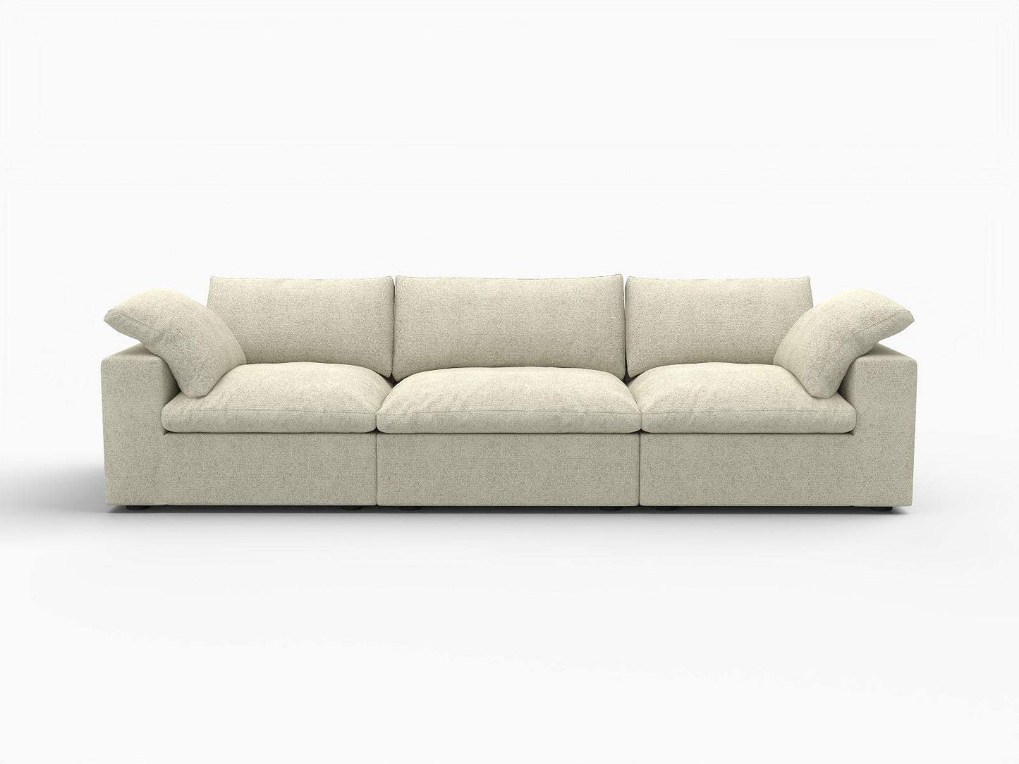 120" Khaki Linen Blend Modular Sofa With Toss Pillows - HomeRoots - Flyclothing LLC