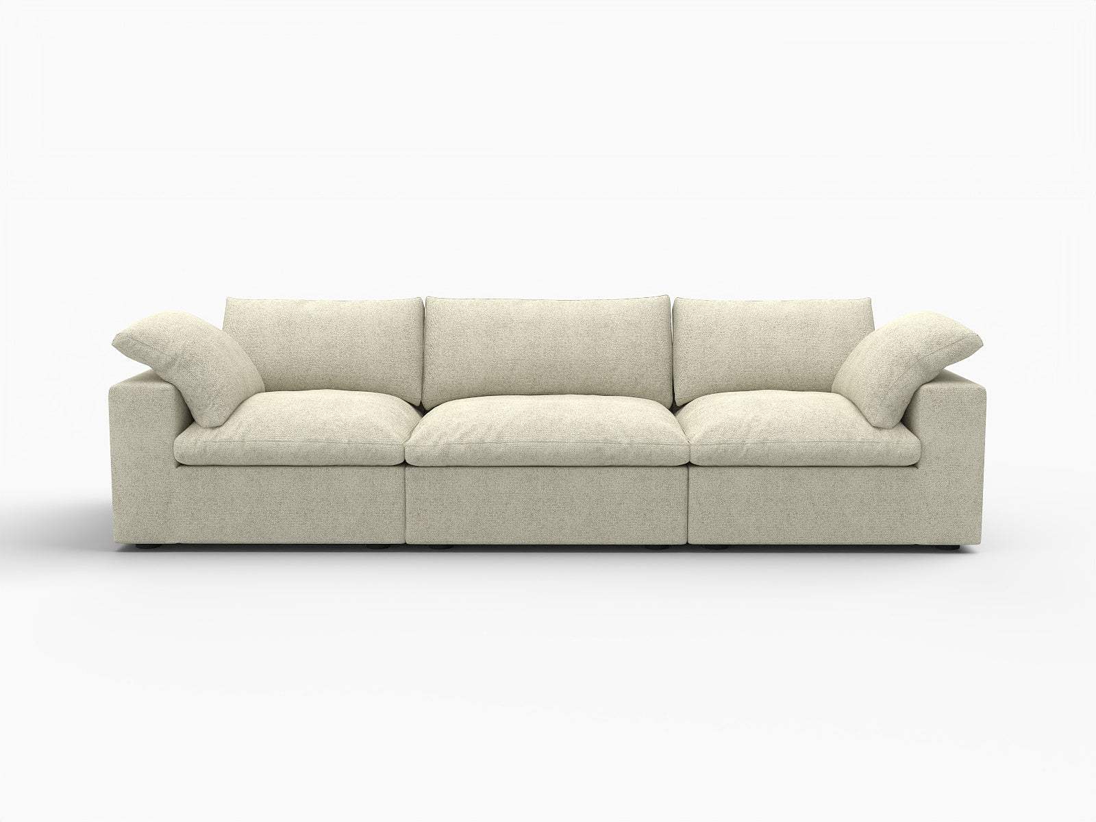 120" Khaki Linen Blend Modular Sofa With Toss Pillows - HomeRoots - Flyclothing LLC